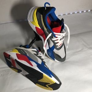 PUMA RS-x running sneakers red white blue yellow gray black (men 6.5 ladies 8.5